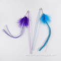 colorful feathers plastic stick cat teaser with bell